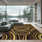 Ochre Brown Concentric Ovals Rug