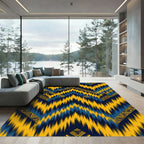 Indigo Yellow Chevron Geometric Accent Rug