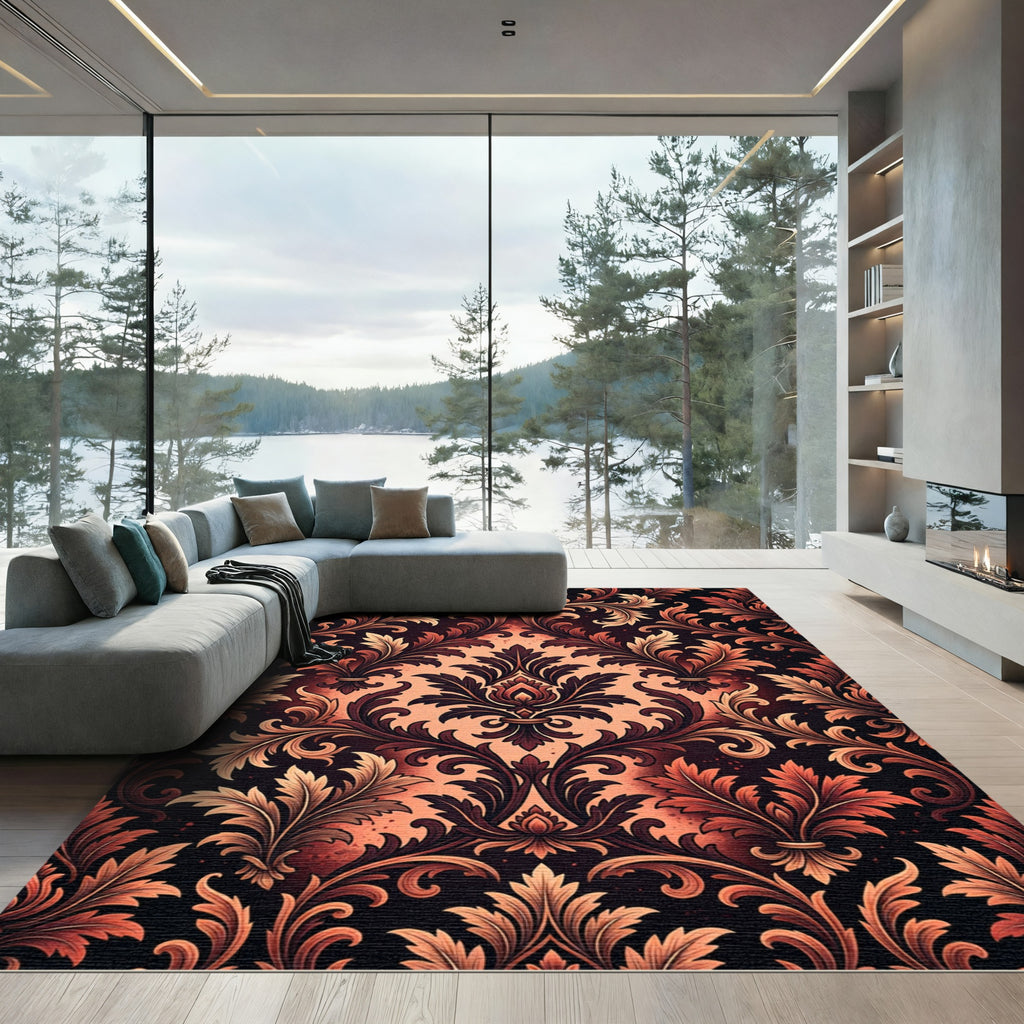 Royal Coral Acanthus Scrollwork Rug