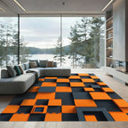 Orange Charcoal Dimensional Squares Rug
