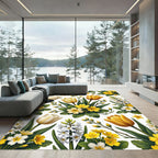 Yellow Tulip and Primrose Meadow Botanical Rug