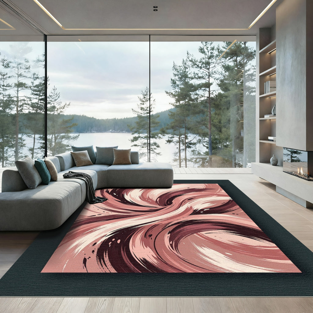 Abstract Earthy Tone Swirl Art Rug