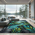 Rainy Tropical Jungle Foliage Stream Rug