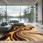 Liquid Gold Abstract Swirl Rug