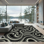 Monochromatic Swirl Abstract Curves Rug