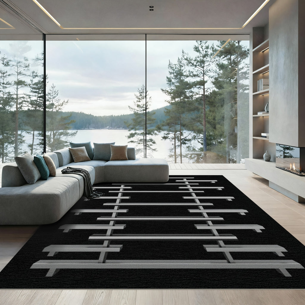 Asymmetrical Modern Geometric Shelving Unit Rug