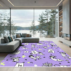 Playful Dogs And Stars Purple Design Rug
