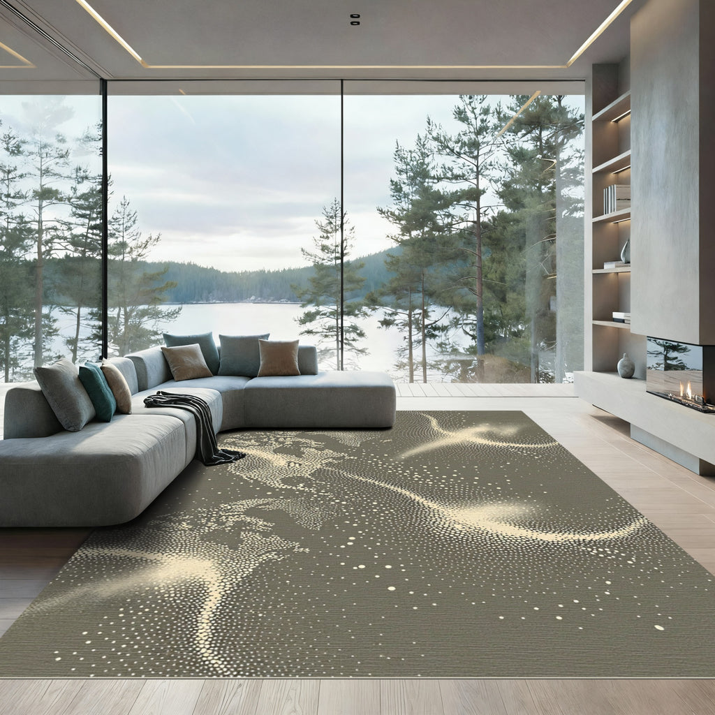 Celestial Cream Galaxy Dot Cluster Rug