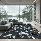Monochrome Isometric Flag Banner Grid Rug