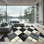 Sophisticated Charcoal and Cream Argyle Geometric Rug