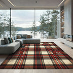 Rustic Red Barn Plaid Farmhouse Rug