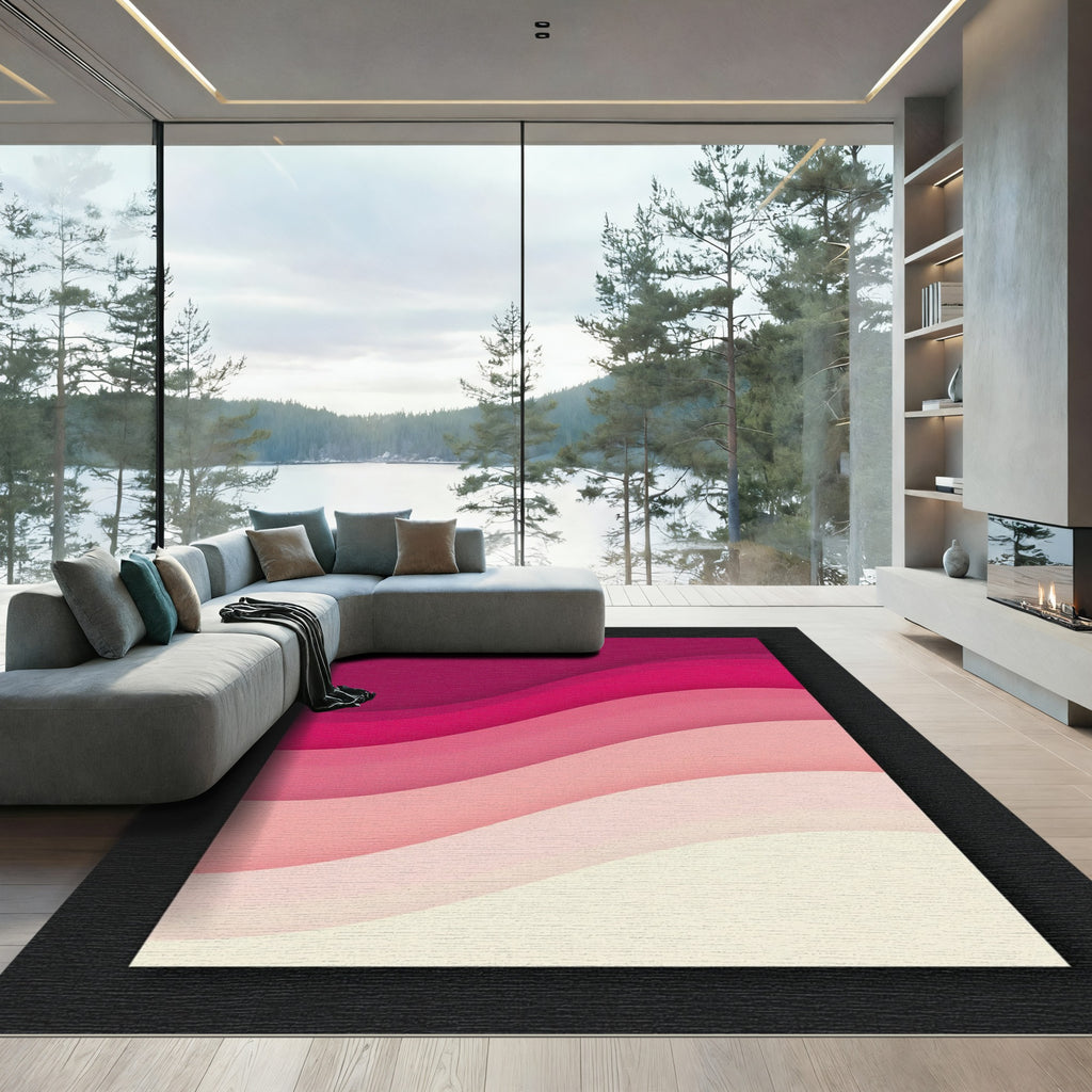 Modern Ombr Pink Layered Wave Rug