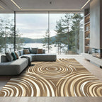 Brown Cream Swirling Circles Rug