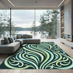 Elegant Sage Seafoam Flowing Swirls Rug