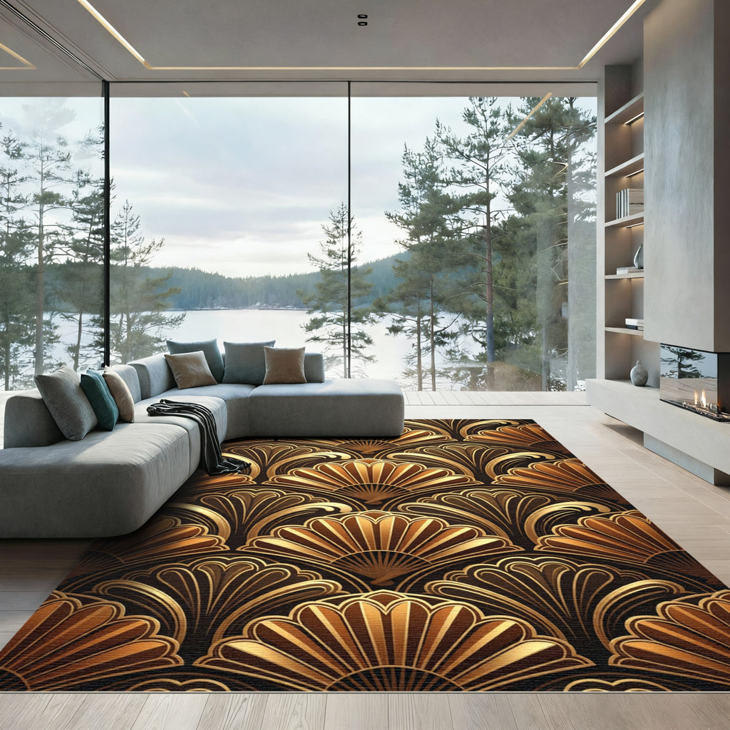 Golden Fan Art Deco Rug