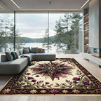 Gothic Burgundy Celestial Star Floral Medallion Rug