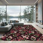 Crimson Cherry Blossom Branches Rug