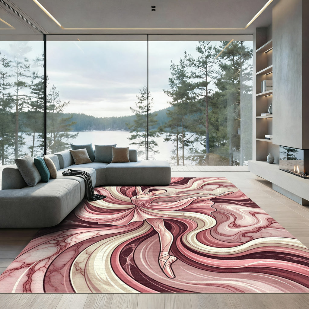 Crimson Dancer Swirl Marble Rug