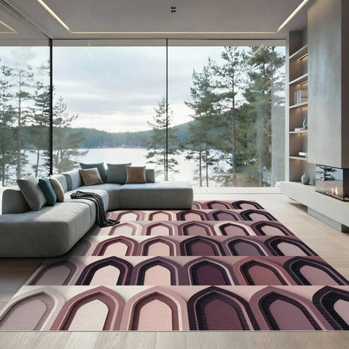 Archway Gradient Mauve Geometric Tile Rug
