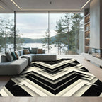 Black White Chevron Layered Rug
