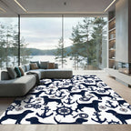 Navy Nautical Labrador Compass Anchor Rug