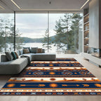Southwestern Desert Sun Striped Geo Rug