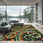 Serpentine Garden Orange and Green Floral Rug