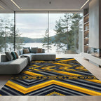 Yellow Gray Tribal Chevron Band Rug