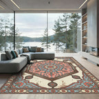 Vintage Dusty Rose Hexagon Floral Medallion Rug