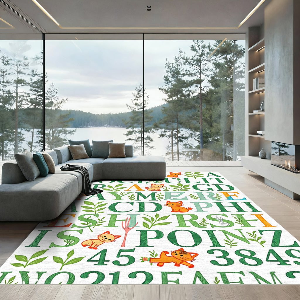 Whimsical Cats And Alphabet Garden Rug