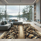 Bold Golden Cobra Serpentine Reptile Scale Rug