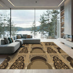 Earthy Tone Arched Floral Court Rug
