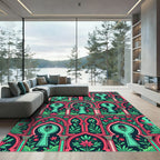 Dark Teal Floral Arch Keyhole Graphic Rug