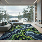 Serene River Forest Aerial Landscape Rug