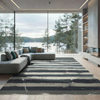 Grayscale Striped Abstract Landscape Rug