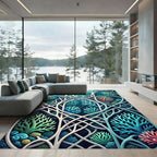 Intricate Coral Reef Undersea Ocean Art Rug
