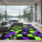Neon Green and Purple Paint Splatter Rug