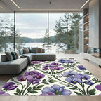 Elegant Violet Orchid Botanical Trellis Rug