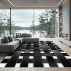 Black Carbon Fiber Weave Straps Rug