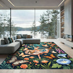 Whimsical Golden Butterfly Enchanted Garden Rug