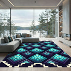 Teal Purple Gradient Diamond Pattern Rug