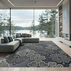 Silver Embossed Clover Medallions Rug