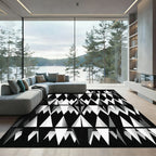 Bold Monochrome Geometric Spiked Abstract Rug