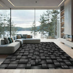 Monochromatic Charcoal Ribbed Woven Weave Rug