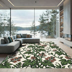 Elegance Green Vine Salmon Floral Scroll Rug