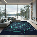 Luminous Teal Galactic Orbit Area Rug