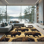 Majestic Wild Bison Meadow Landscape Rug
