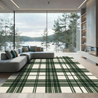 Classic Green Cream Plaid Check Rug