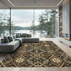 Gold Floral Vine Lattice Rug