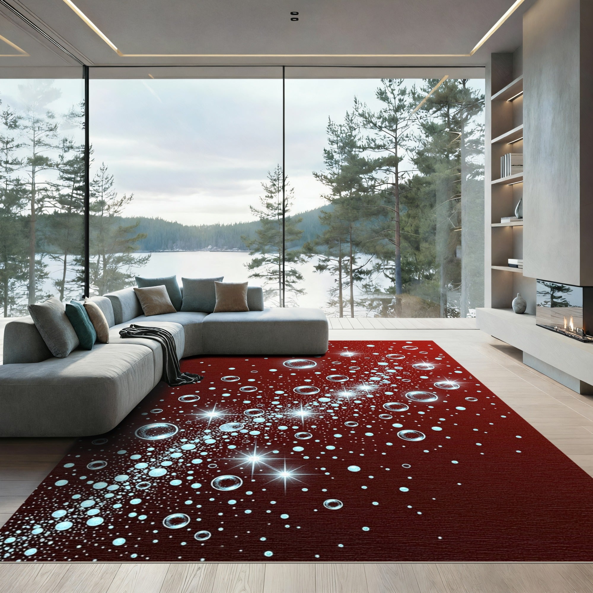 Crimson Bubble Sparkle Cascade Rug
